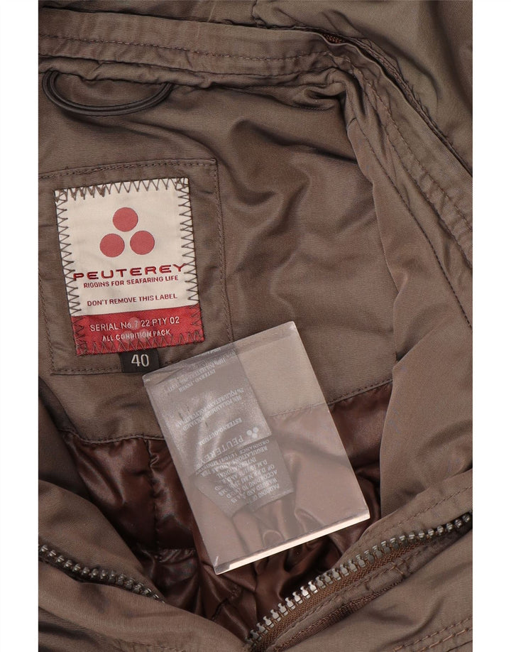 PEUTEREY Женское стеганое пальто с капюшоном IT 40, маленький, хаки, полиэстер