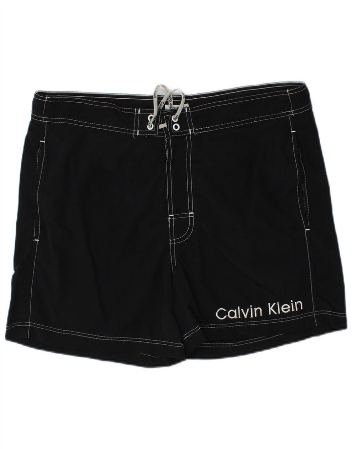 Мужские шорты для плавания CALVIN KLEIN с рисунком, нейлон, средний черный цвет