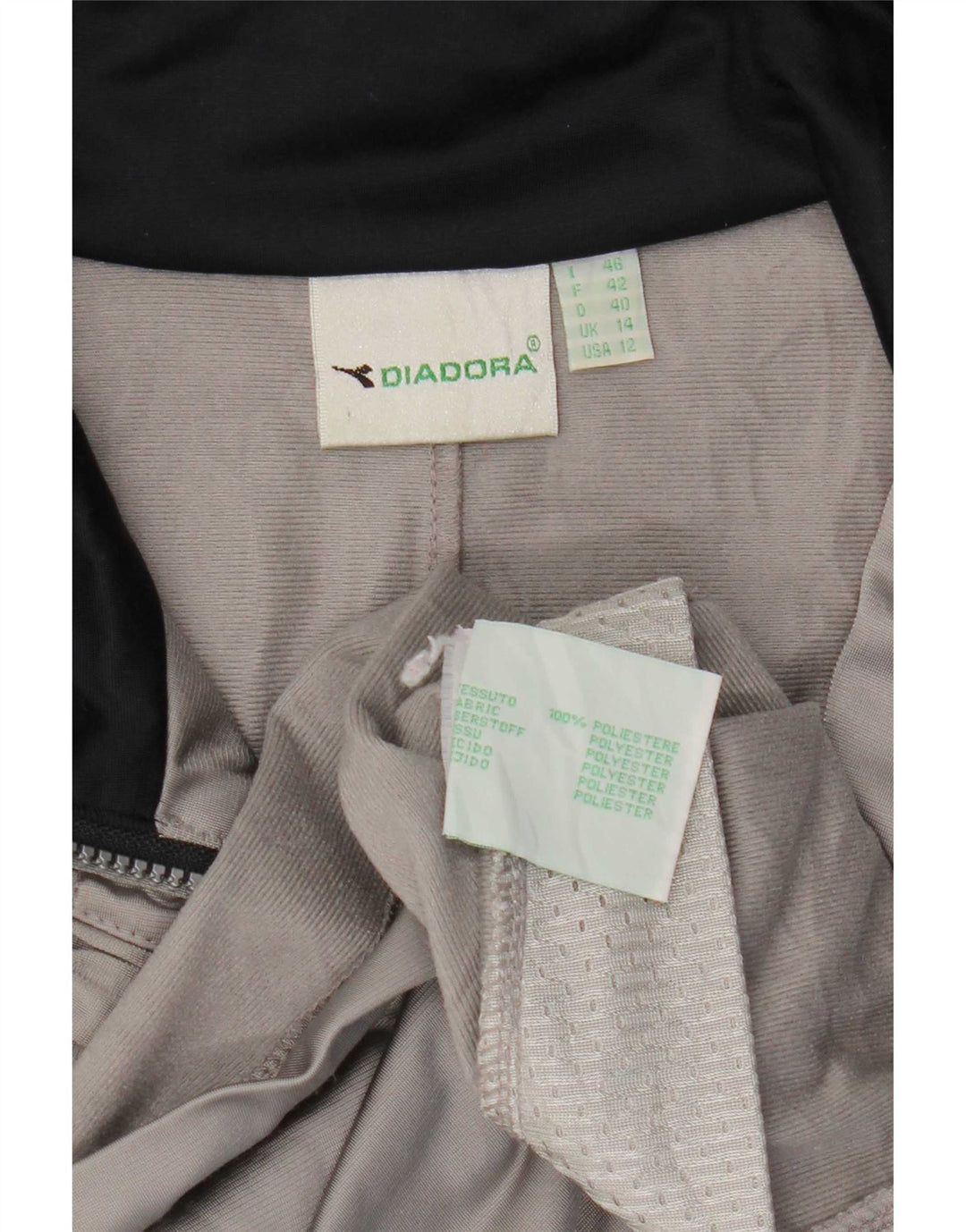 Женский спортивный костюм оверсайз Diadora, верхняя куртка UK 14, большой серый цвет с цветными блоками