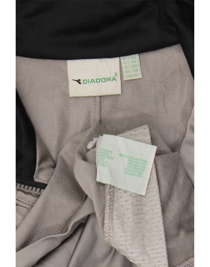 Женский спортивный костюм оверсайз Diadora, верхняя куртка UK 14, большой серый цвет с цветными блоками