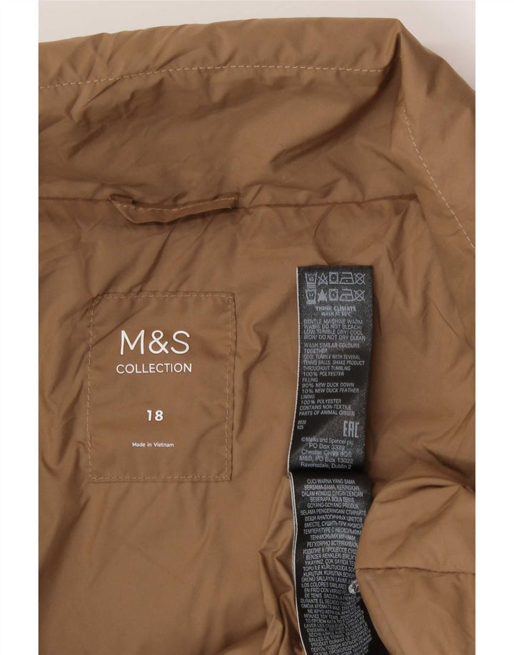 Женское стеганое пальто Marks & Spencer UK 18 XL, полиэстер бежевого цвета