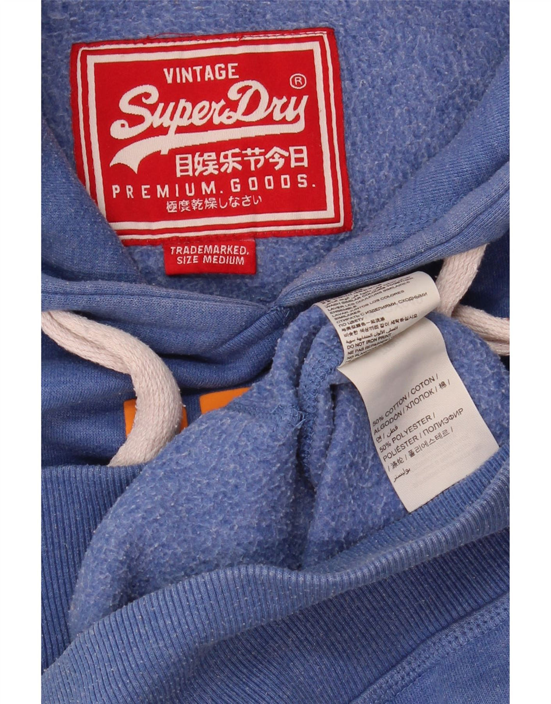 Мужской джемпер с капюшоном Superdry с рисунком, средний синий, хлопок
