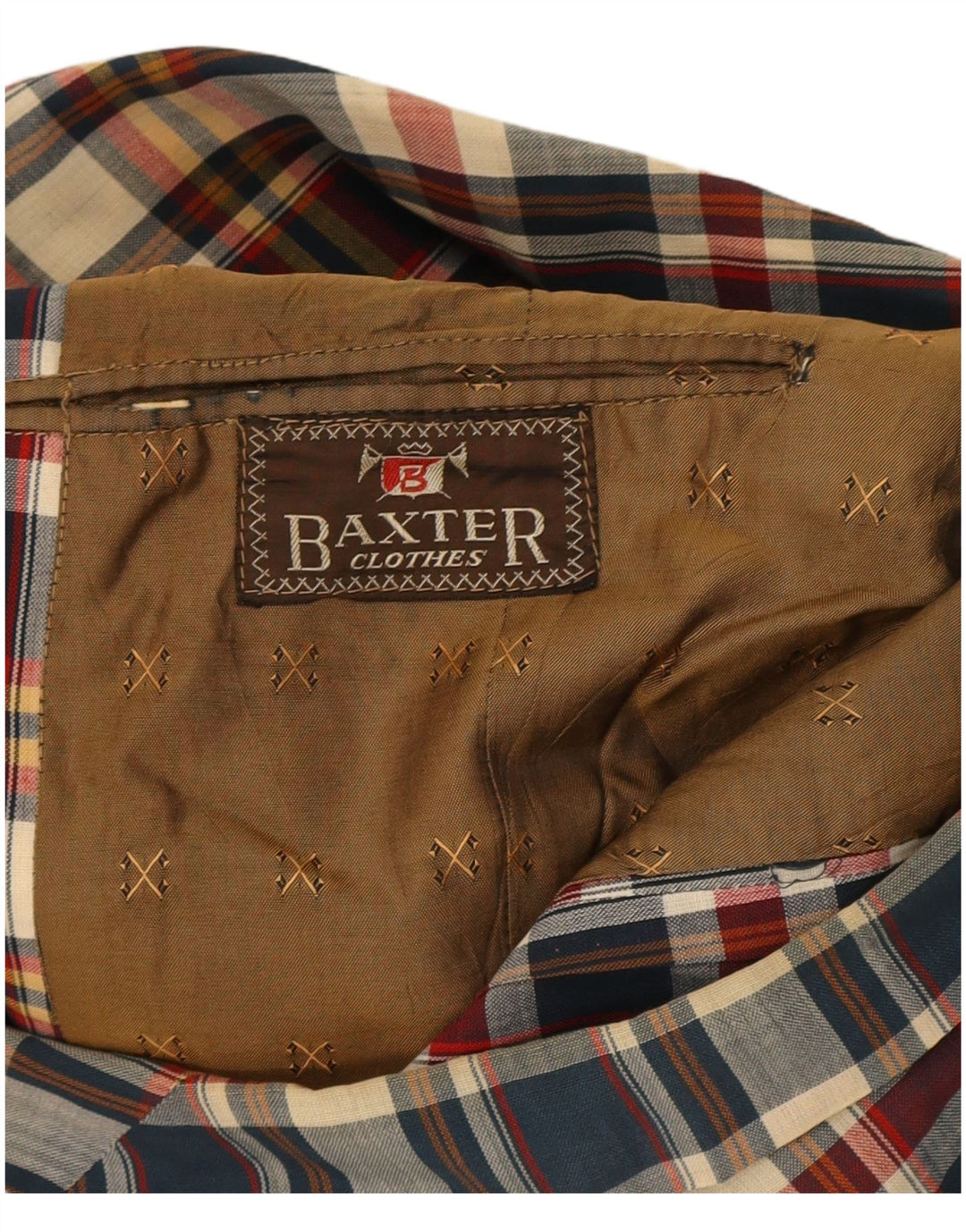 Мужской пиджак Baxter с 3 пуговицами UK 38, средний, разноцветный в клетку