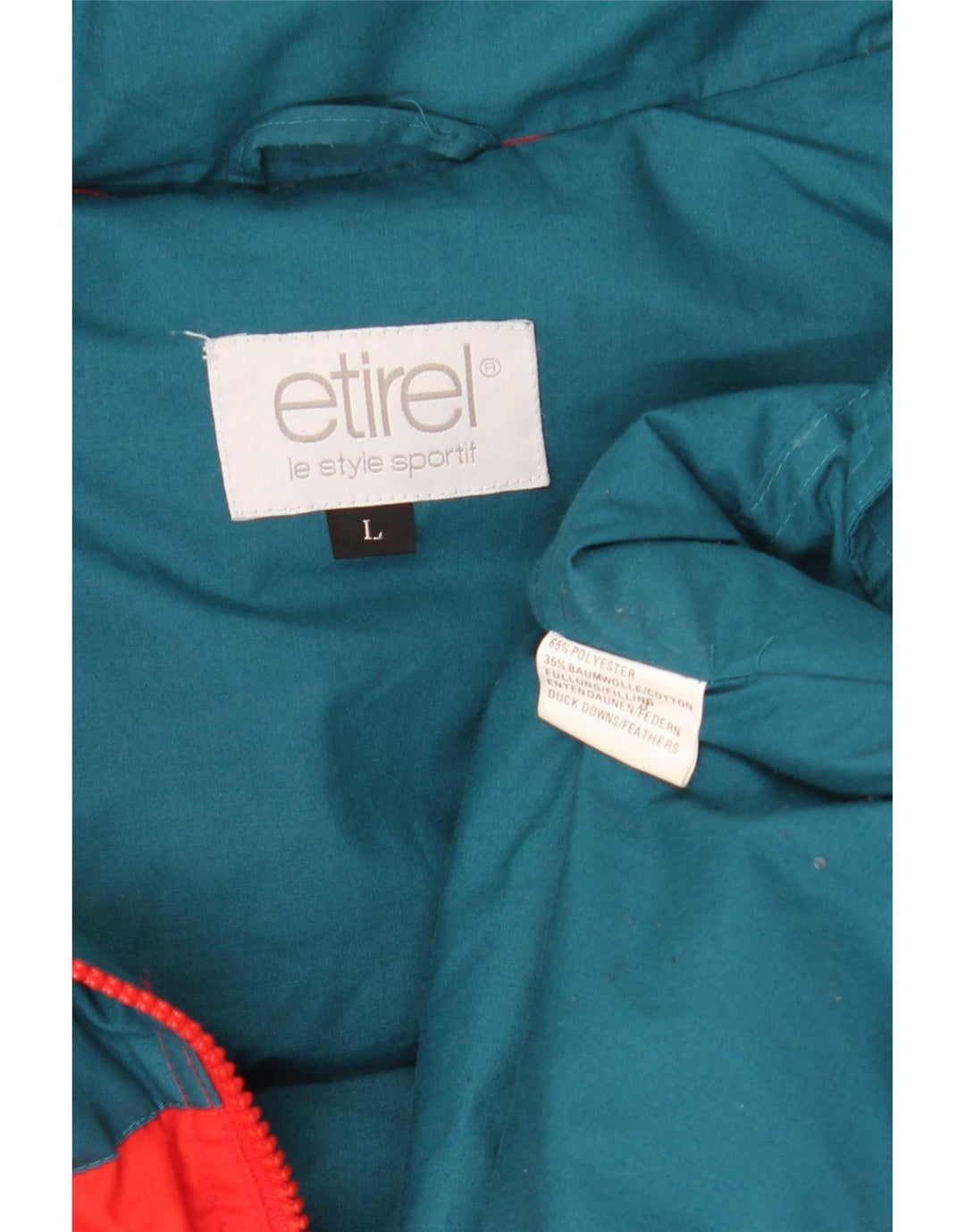 Мужская утепленная куртка Etirel UK 40, большая красная зимняя с цветными блоками