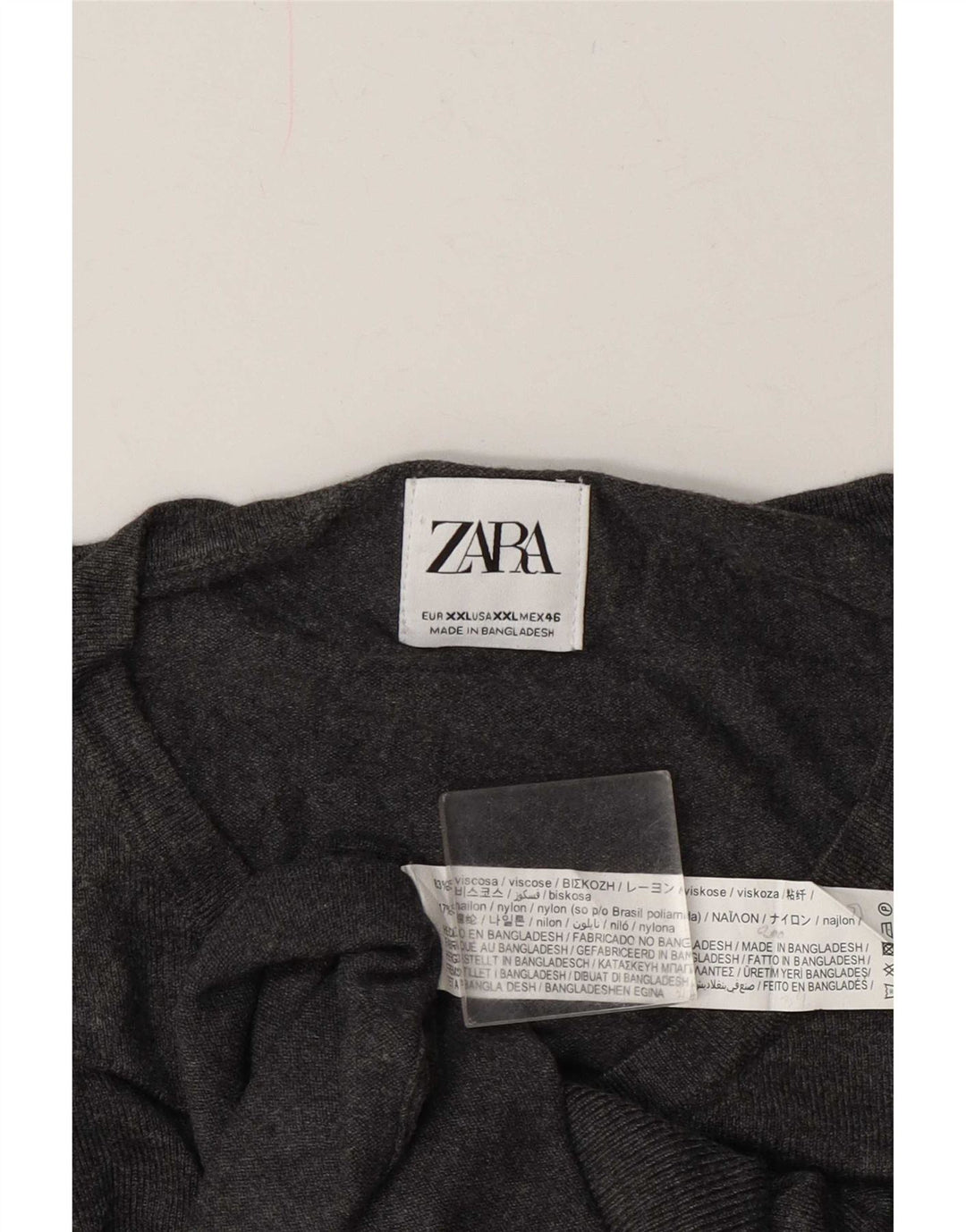 Мужской джемпер с v-образным вырезом Zara 2XL, серый вискоза