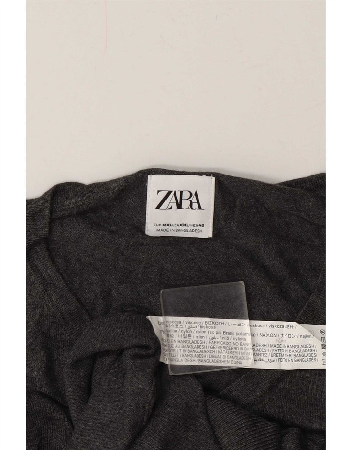 Мужской джемпер с v-образным вырезом Zara 2XL, серый вискоза