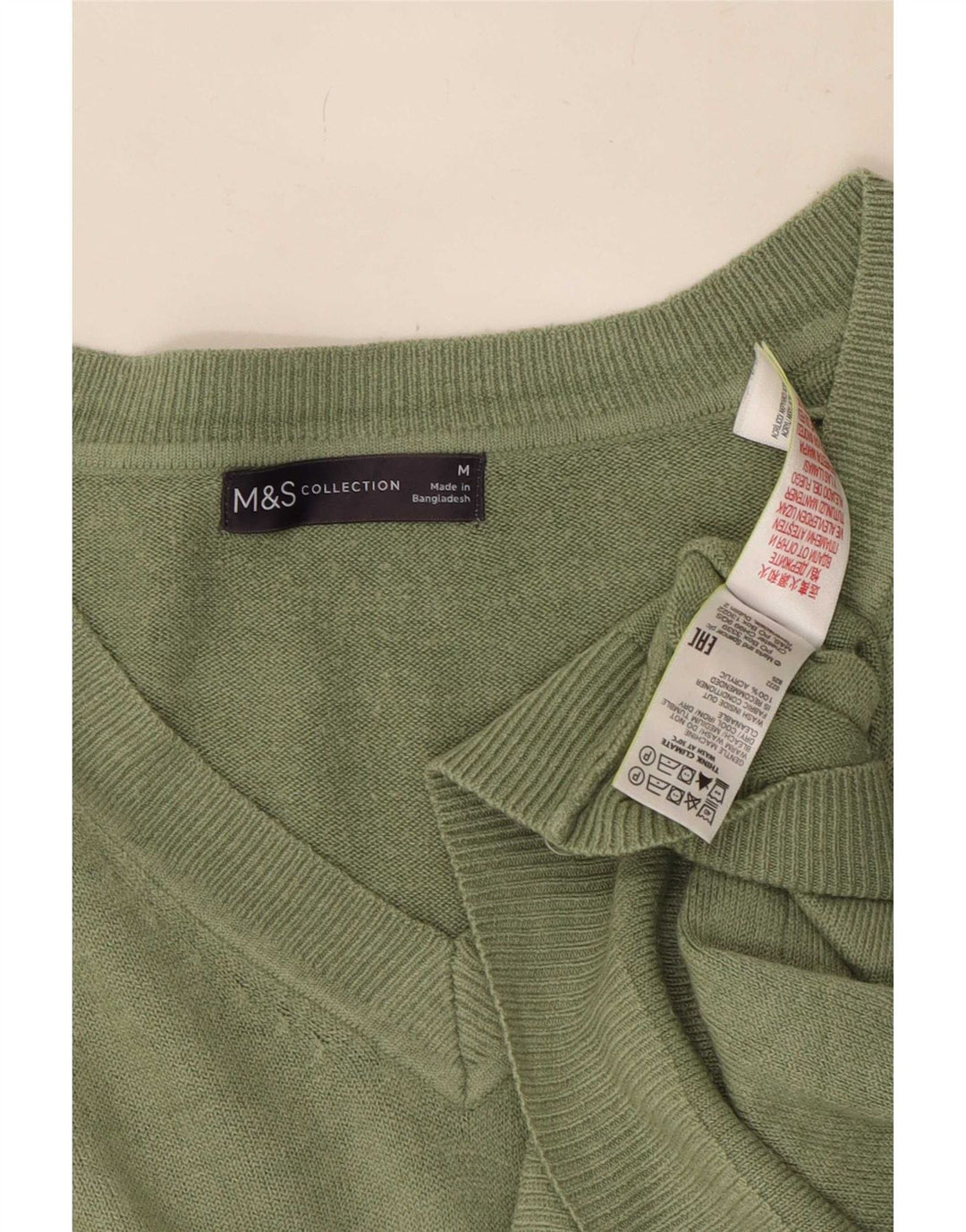 Женский джемпер с v-образным вырезом Marks & Spencer UK 14, средний зеленый акрил