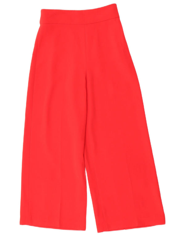 Zara Женские укороченные брюки с высокой талией и широкими штанинами XS W24 L25 Красный