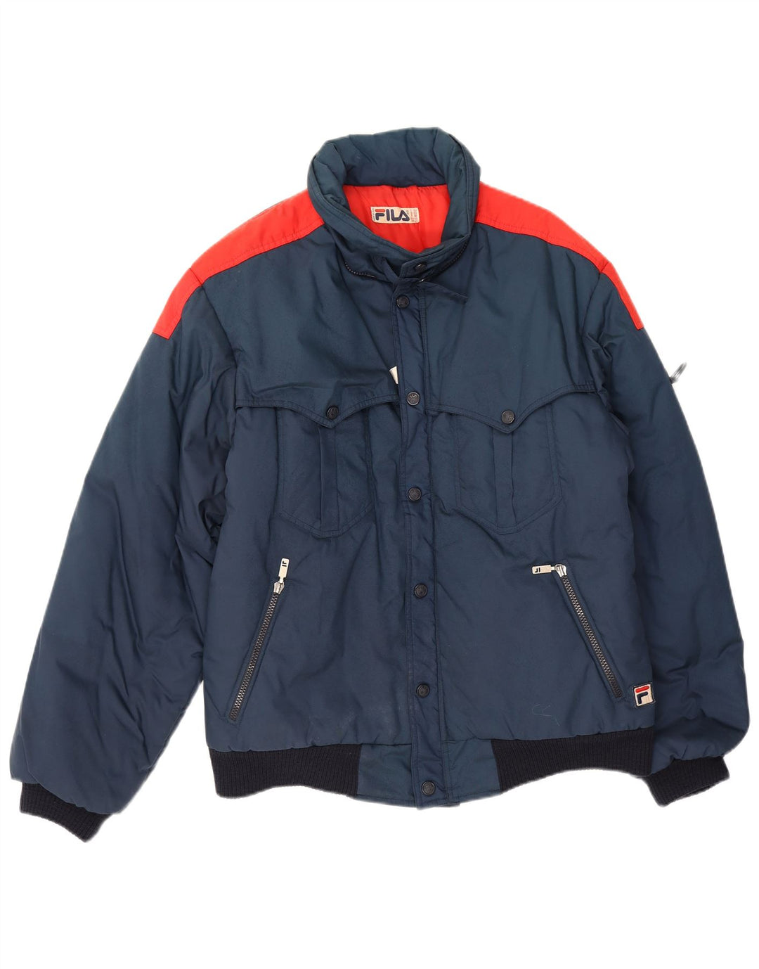Мужская стеганая куртка Fila IT 52 XL Темно-синяя с цветными блоками Полиамид