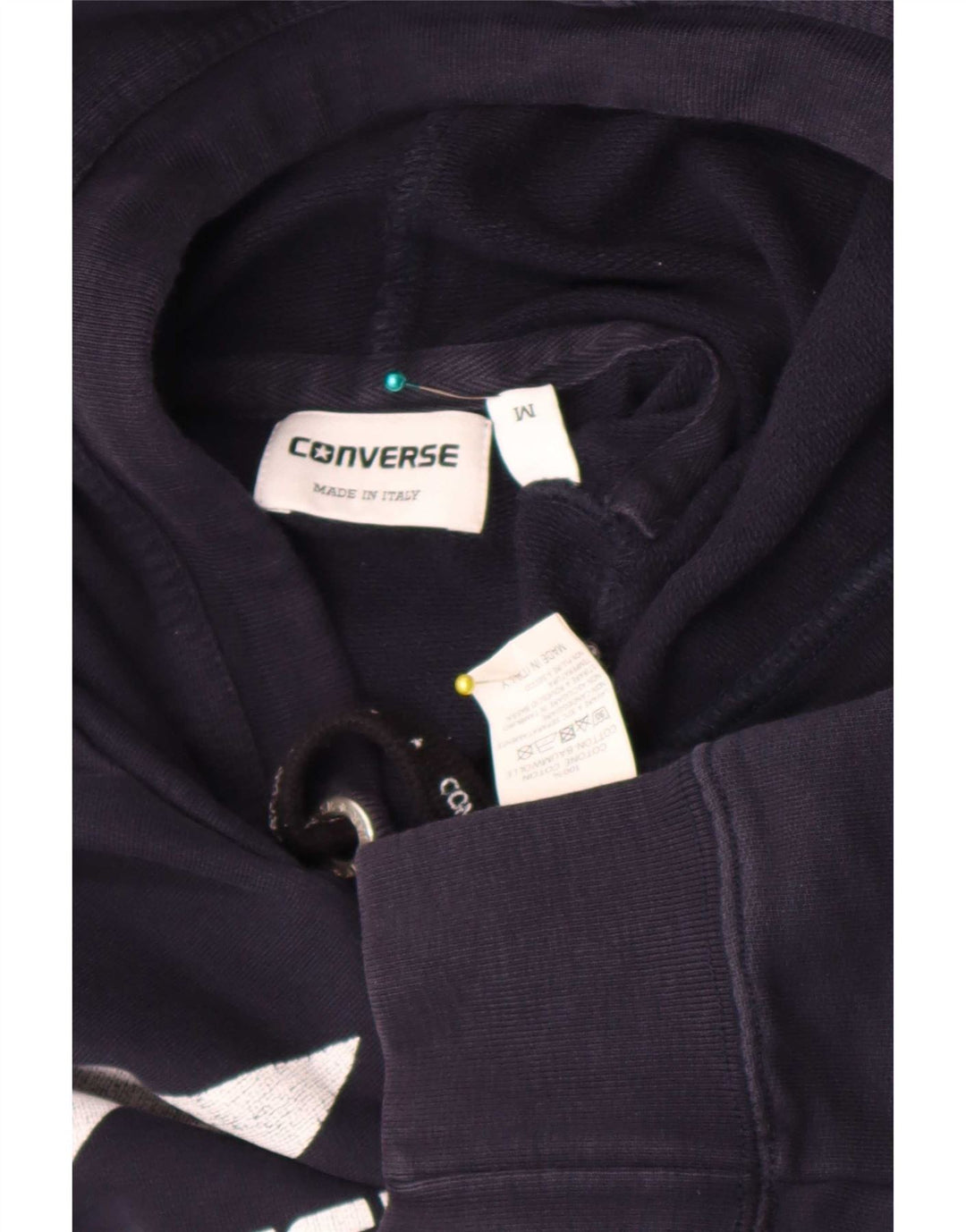 Мужской джемпер с капюшоном Converse темно-синий, хлопковый, с рисунком