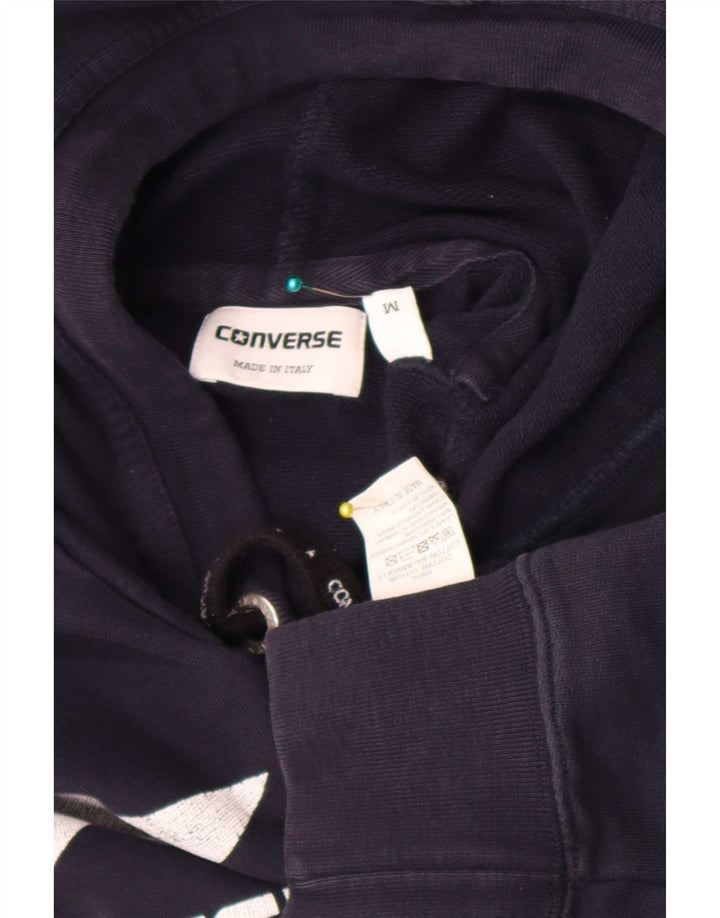 Мужской джемпер с капюшоном Converse темно-синий, хлопковый, с рисунком