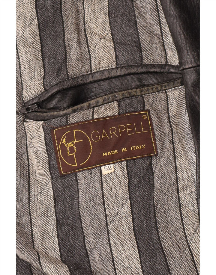 Винтажная женская кожаная куртка IT 52 2XL Черная кожа