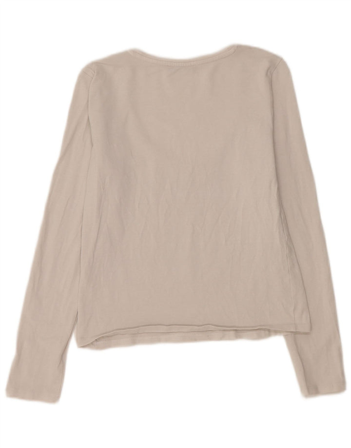 Женский укороченный топ Zara UK 12 с длинным рукавом, средний белый хлопок
