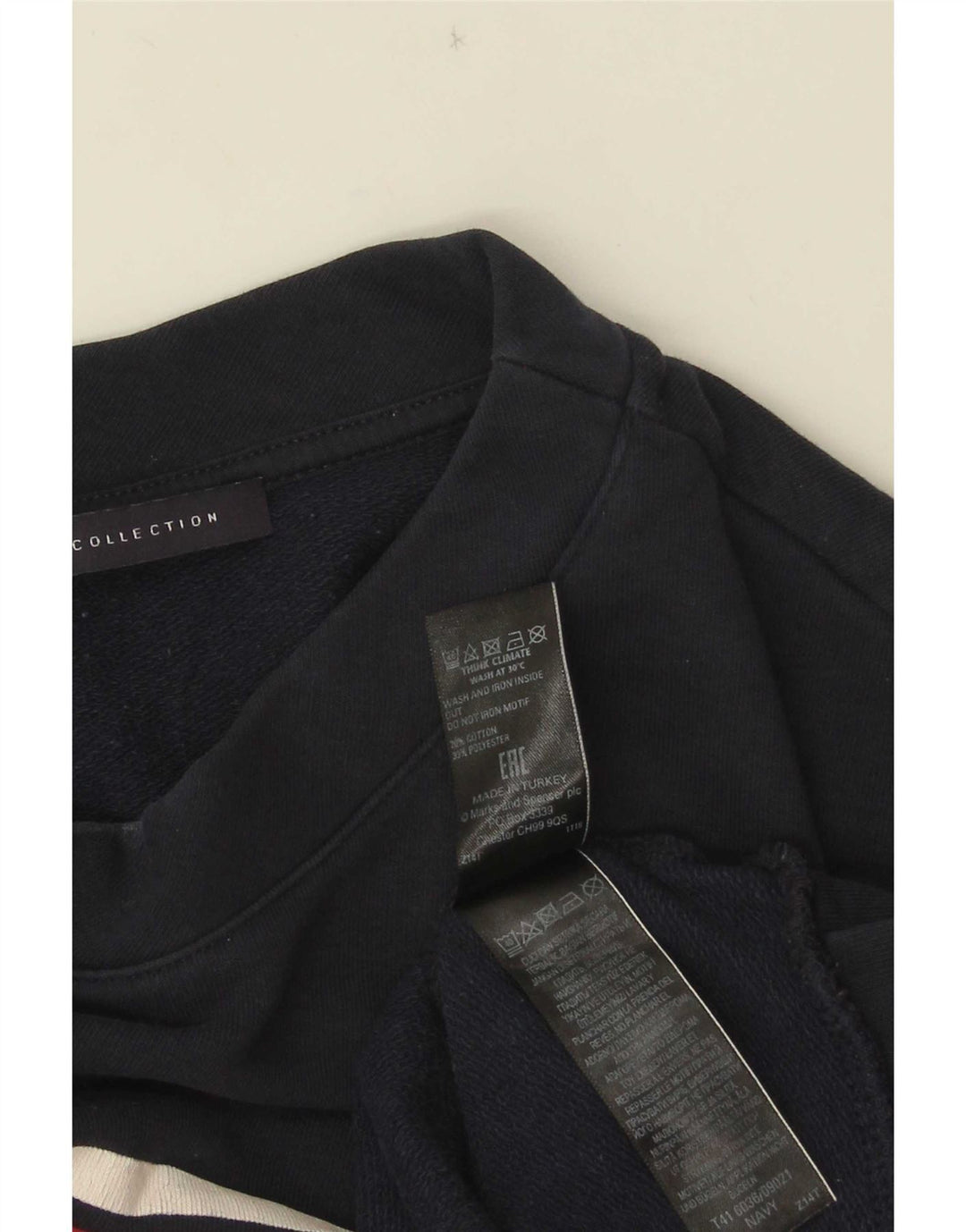 Женский свитер с рисунком Marks & Spencer UK 14, средний темно-синий