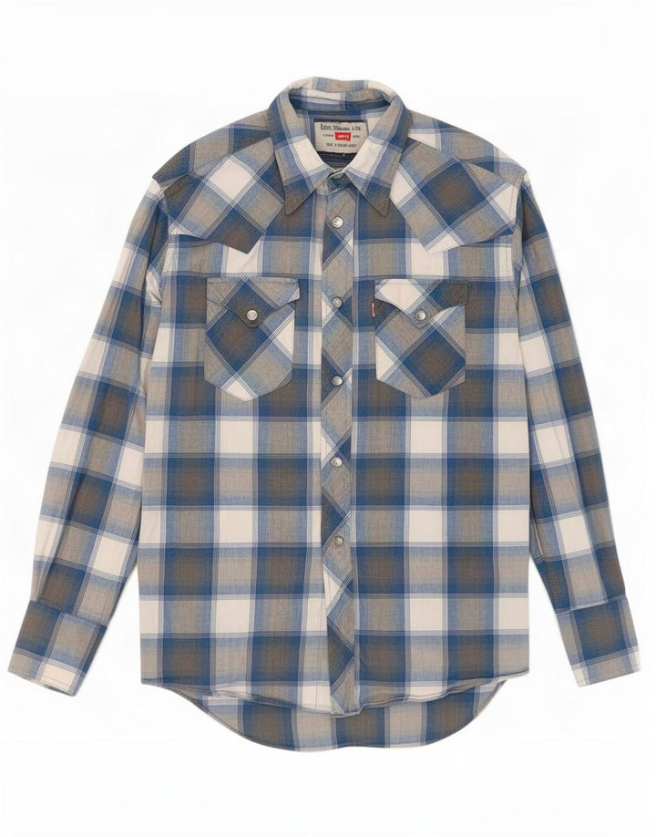 Мужская рубашка Levi's, хлопковая синяя клетка среднего размера