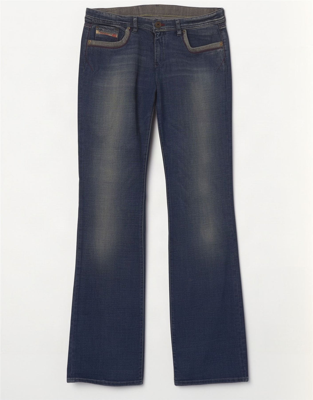 Женские потертые джинсы Diesel Bootcut UK 16, большие размеры W32 L33, синий хлопок