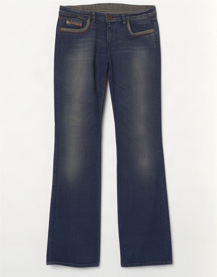 Женские потертые джинсы Diesel Bootcut UK 16, большие размеры W32 L33, синий хлопок
