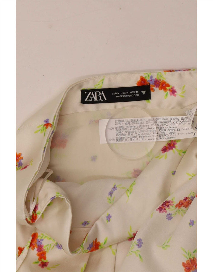 Женская мини-юбка Zara Medium W28, белый полиэстер с цветочным принтом