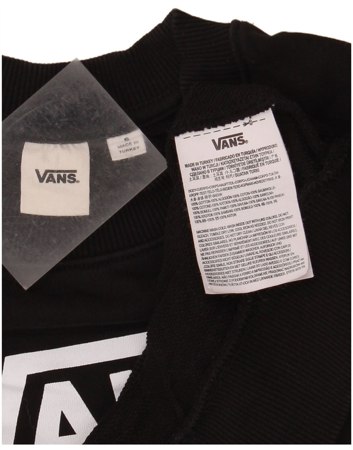 Женский укороченный свитшот с рисунком оверсайз VANS UK 10, маленький черный