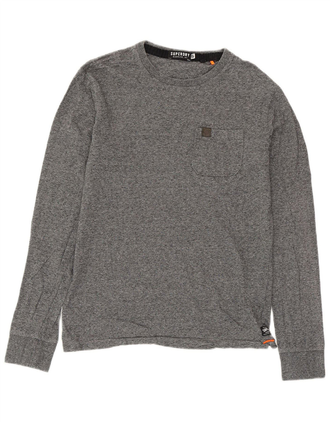 SUPERDRY Мужской топ из хлопка с длинными рукавами, маленький серый в крапинку
