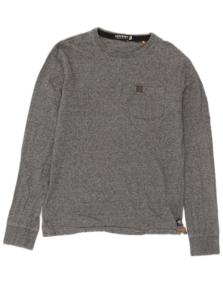SUPERDRY Мужской топ из хлопка с длинными рукавами, маленький серый в крапинку