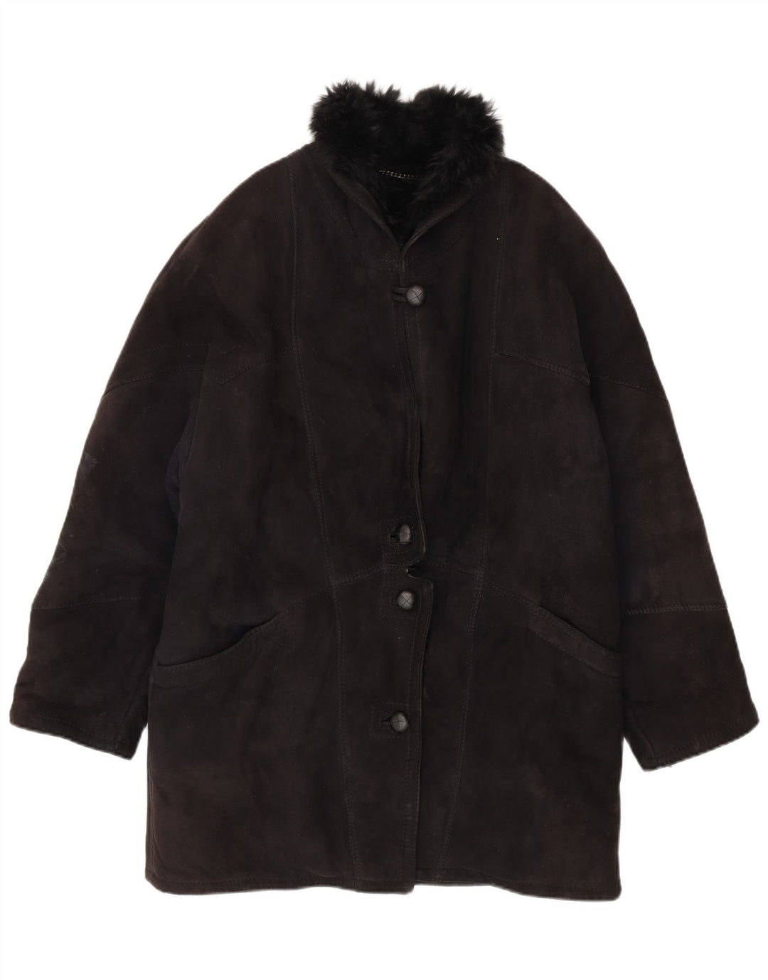 VINTAGE Женская дубленка IT 42 Medium Black Shearling
