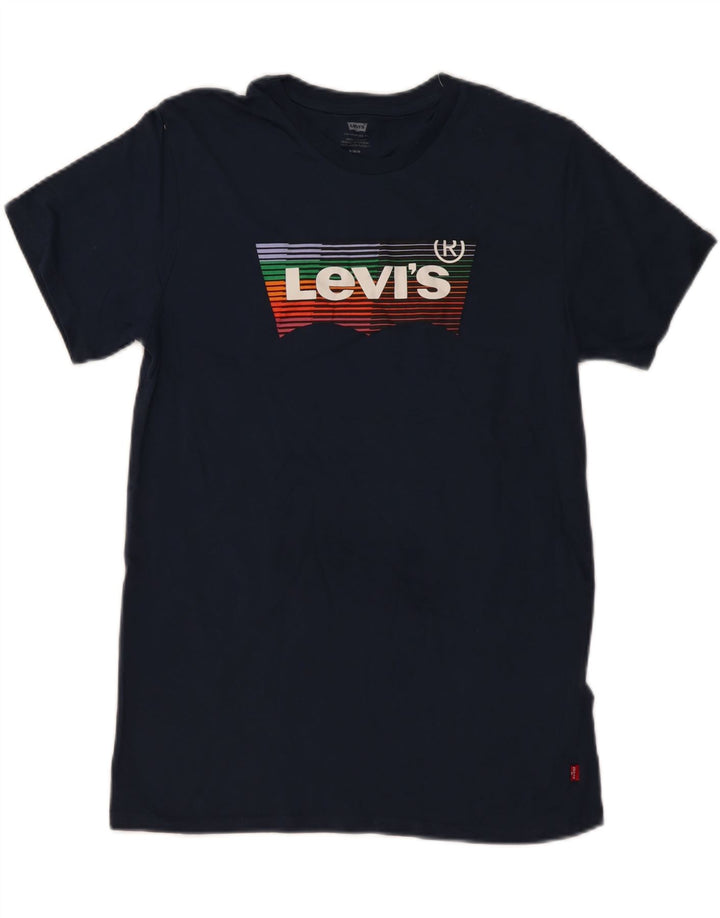 Мужская футболка с рисунком LEVI'S, топ среднего размера, темно-синий, хлопок
