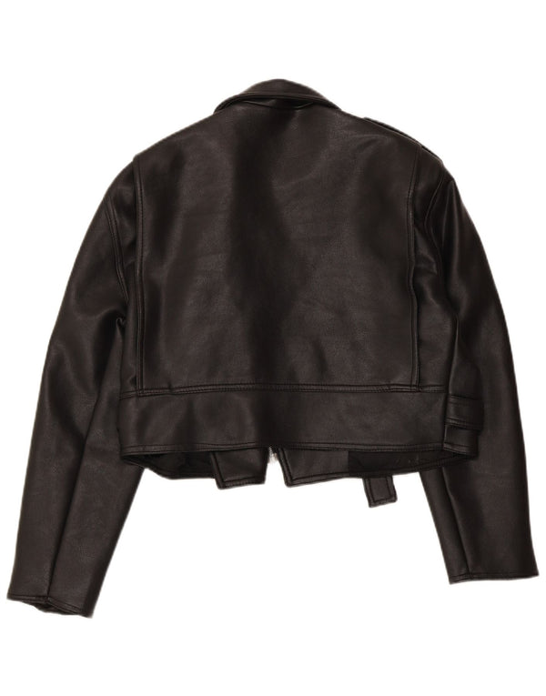 Женская укороченная кожаная косуха большого размера VINTAGE UK 10, маленькая черная