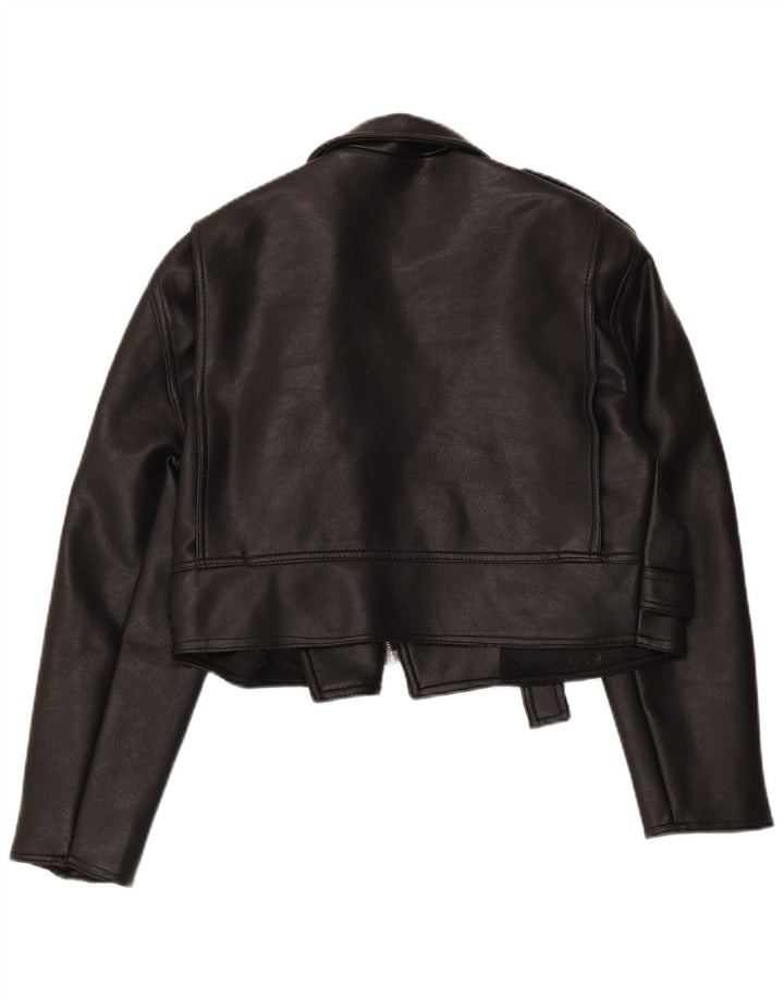 Женская укороченная кожаная косуха большого размера VINTAGE UK 10, маленькая черная