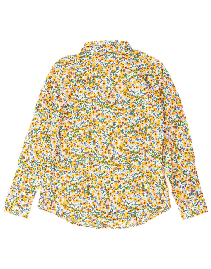 Рубашка женская BENETTON UK 10, маленькая, разноцветная, хлопковая с цветочным принтом