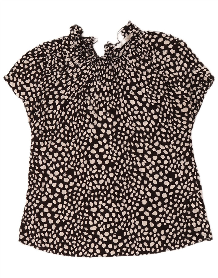 Женская блузка Zara Top UK 10, маленькая черная вискоза в крапинку