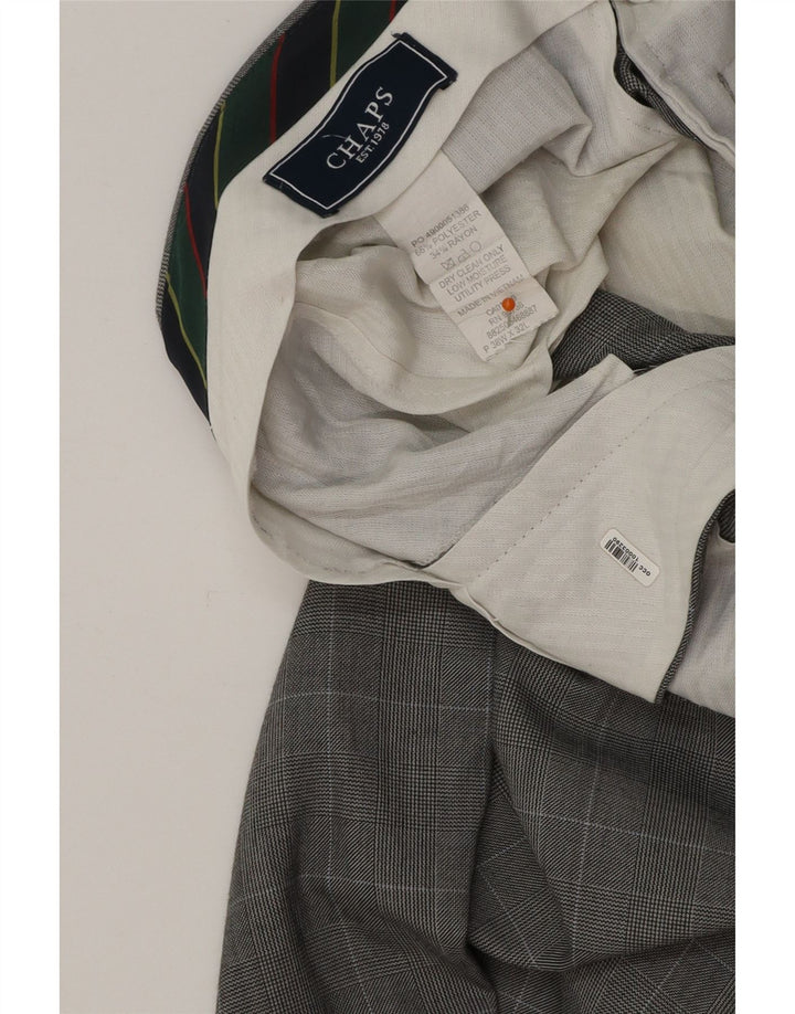 Мужские прямые костюмные брюки CHAPS W38 L32, серые, хлопковые в клетку