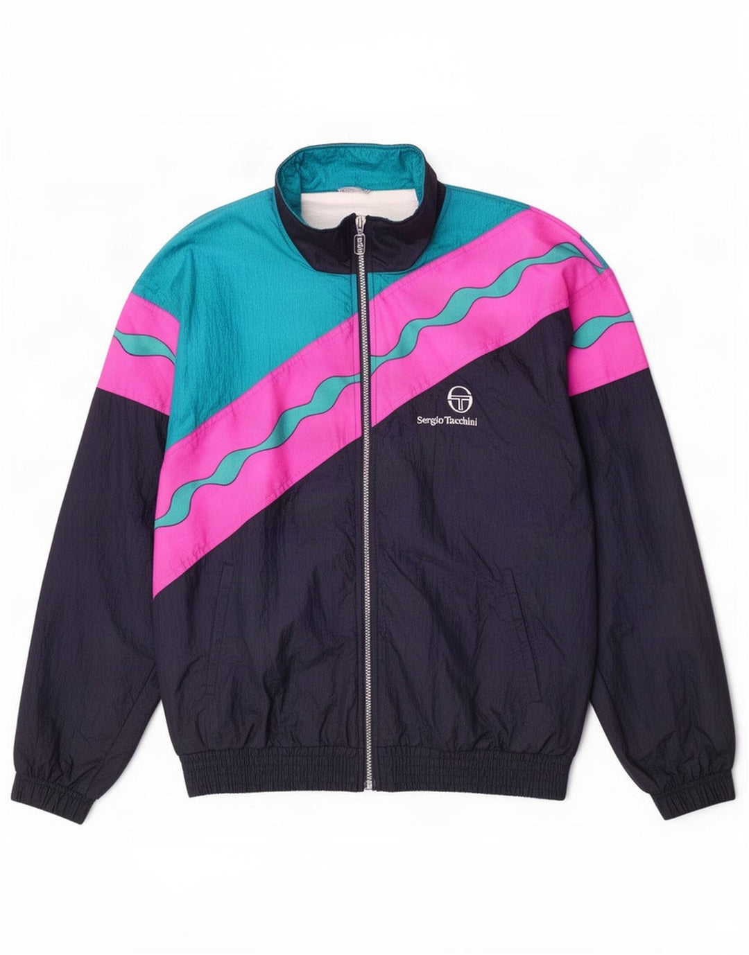 Мужской спортивный костюм Sergio Tacchini IT 46, маленький темно-синий с цветными блоками