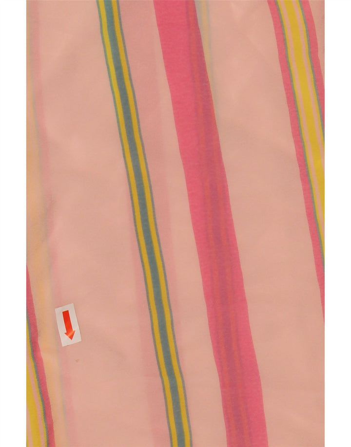 Винтажное женское прозрачное платье прямого кроя с рукавами 3/4, Великобритания 12, средний розовый цвет в полоску