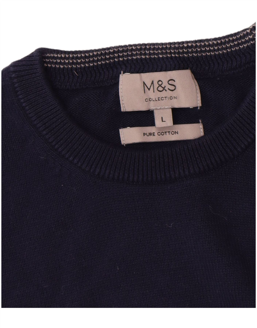 Мужской джемпер с круглым вырезом Marks & Spencer, большой темно-синий хлопковый свитер