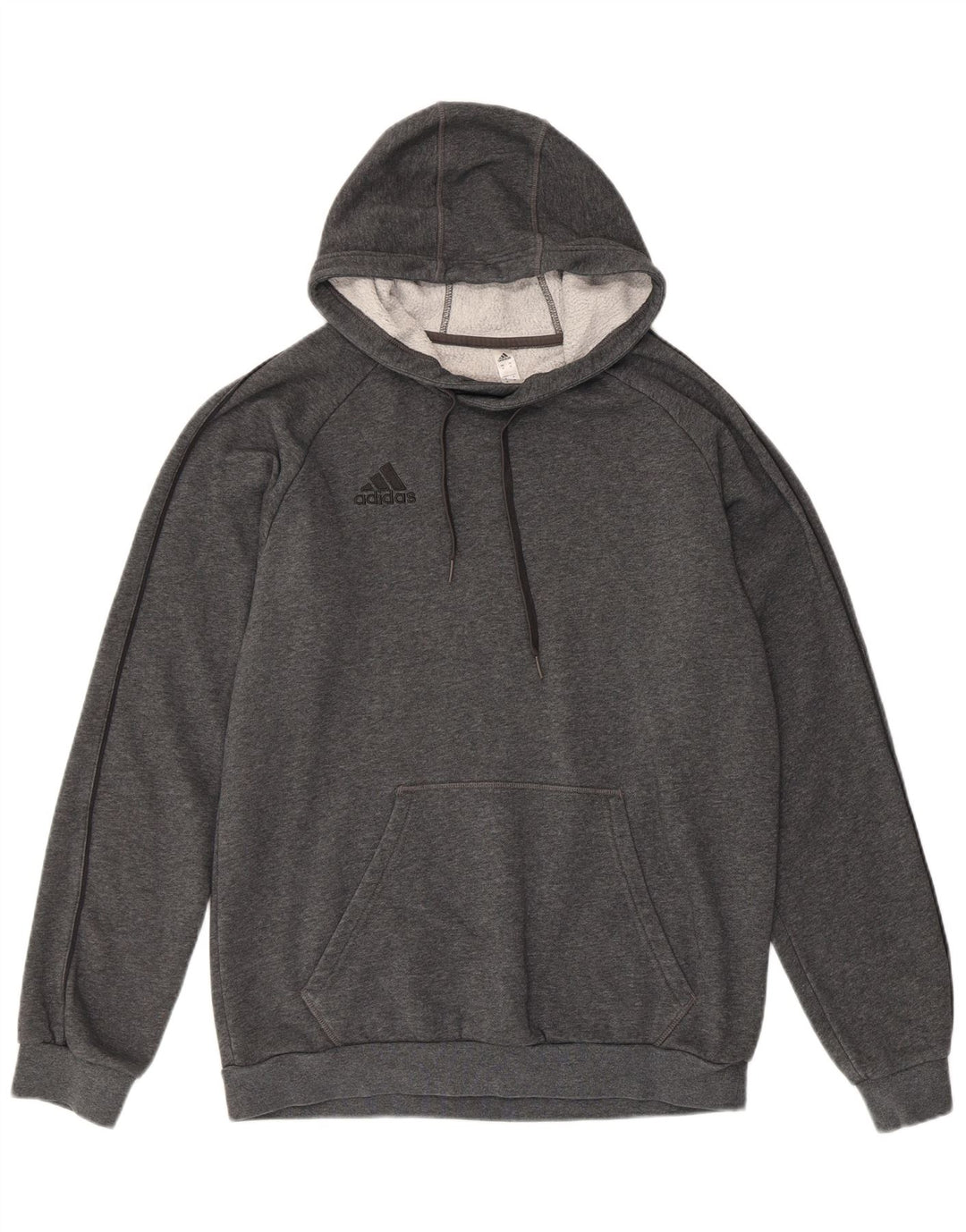 Мужской джемпер с капюшоном ADIDAS, хлопок среднего серого цвета
