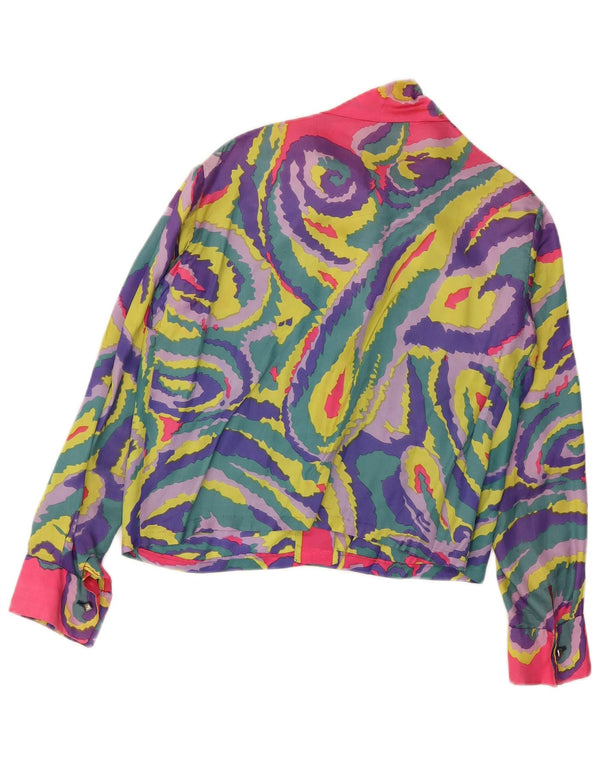 ВИНТАЖНАЯ женская блузка-рубашка с завязками спереди, Великобритания 14, большой разноцветный пейсли