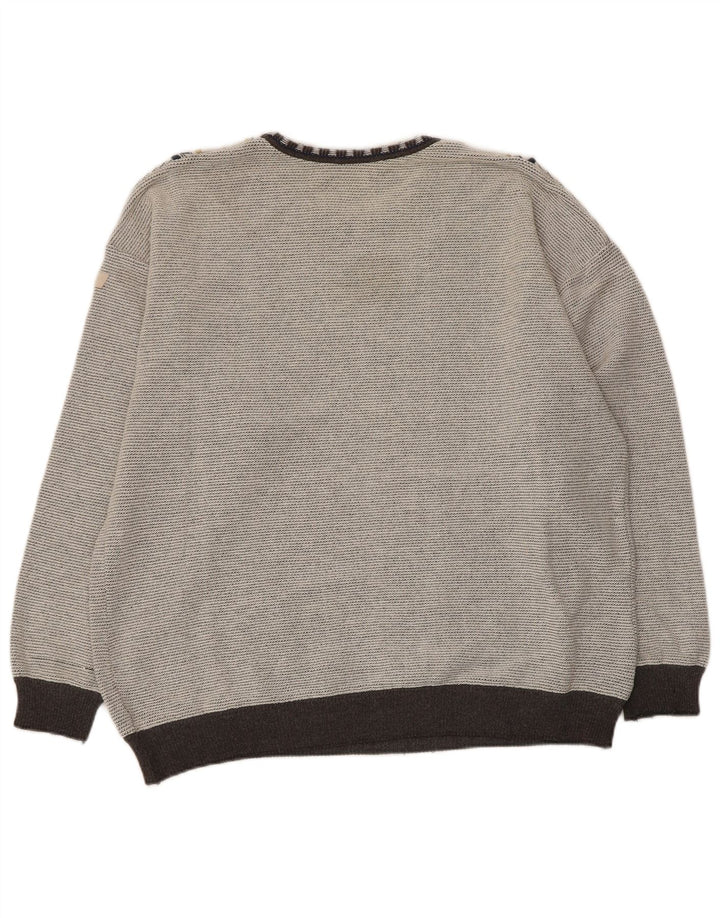 Мужской джемпер с вырезом «лодочка» Bueckle, большой серый с геометрическим узором