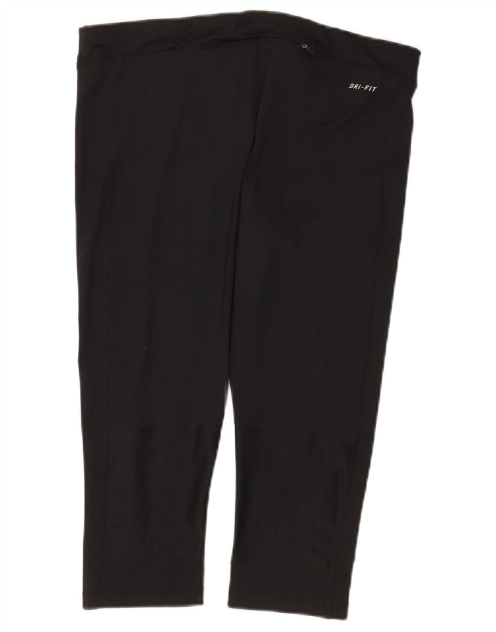 Женские леггинсы-капри Nike Dri Fit UK 14, большой черный полиэстер