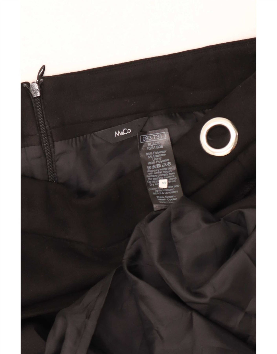 Женская мини-юбка M&Co UK 12 Medium W32, черный полиэстер