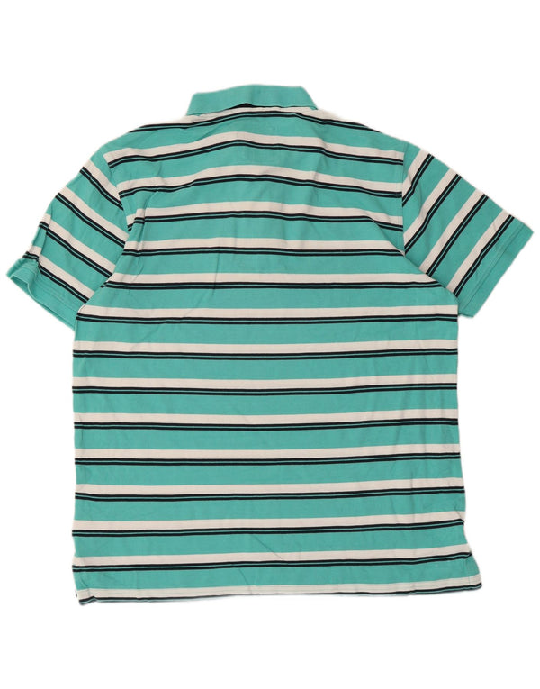 Crew Clothing Мужская рубашка поло XL из хлопка в бирюзовую полоску