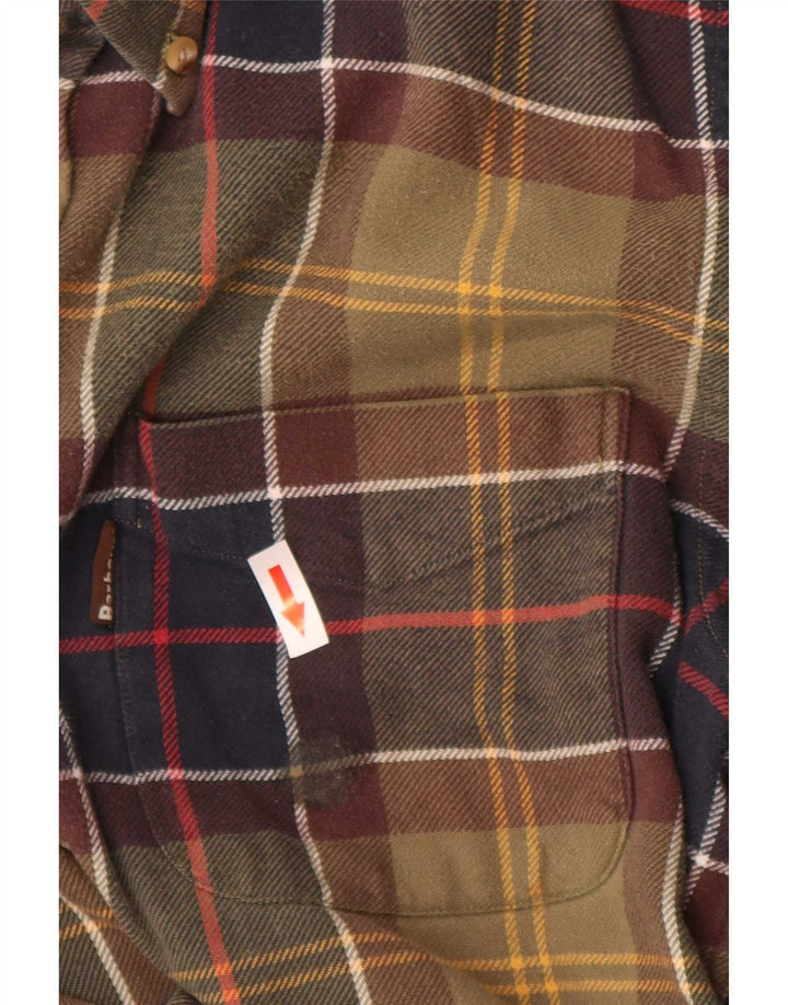 Мужская фланелевая рубашка обычного кроя Barbour, хлопковая клетка в зеленую клетку среднего размера