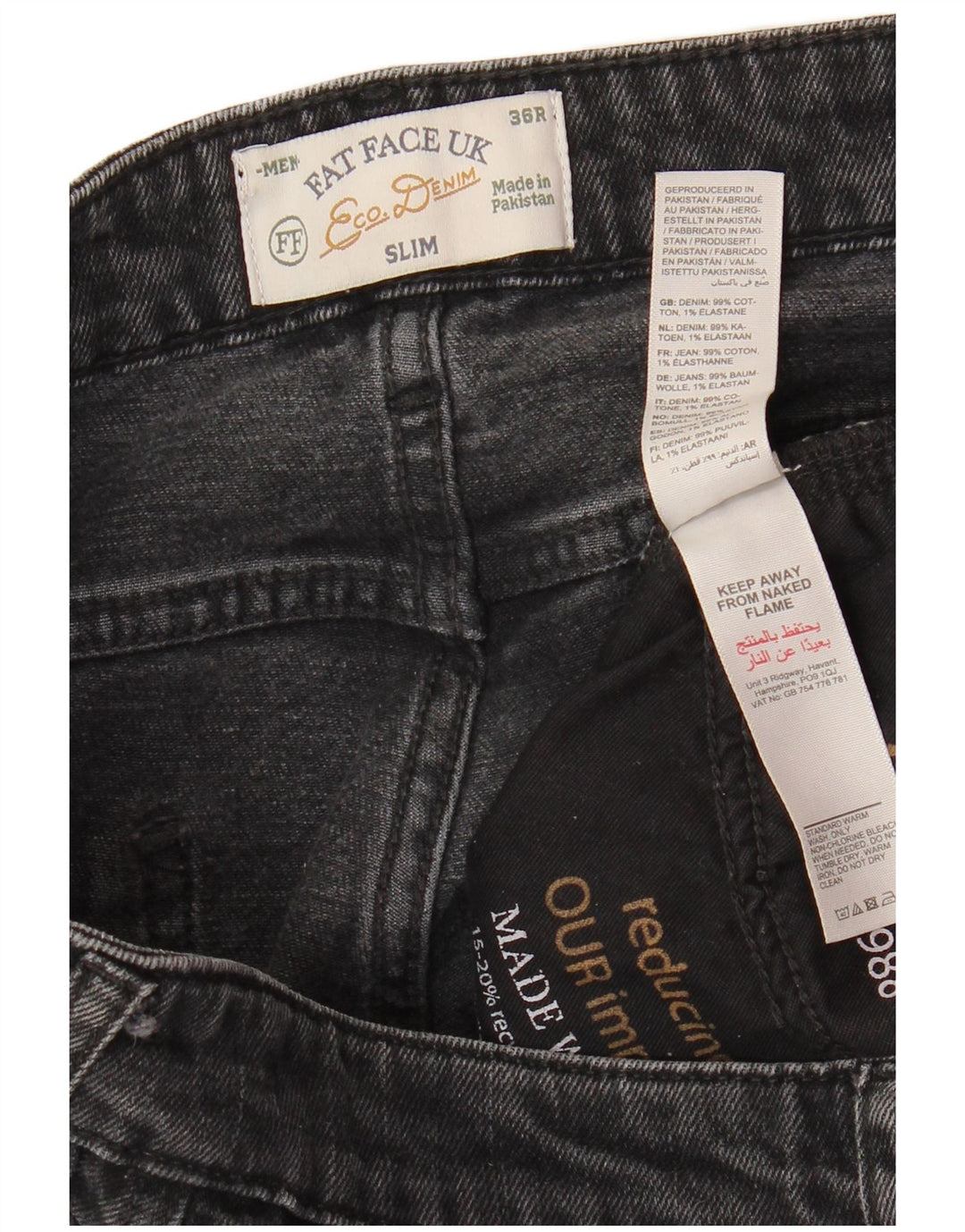 Мужские узкие джинсы FAT FACE W36 L31, серый хлопок