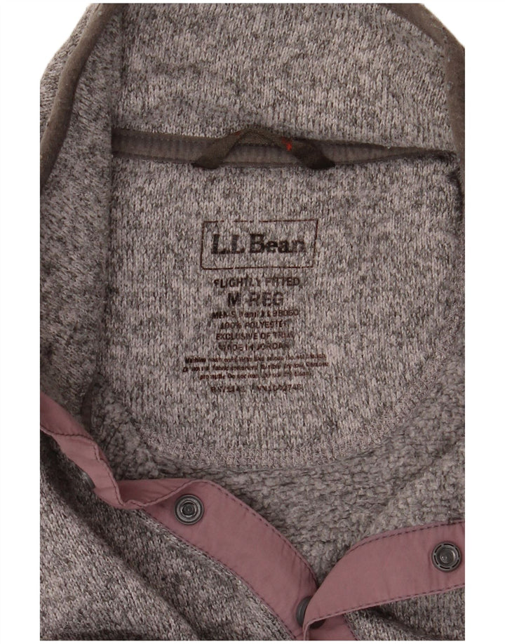 Мужской свитер L.L.Bean с воротником на пуговицах, средний серый полиэстер с крапинками