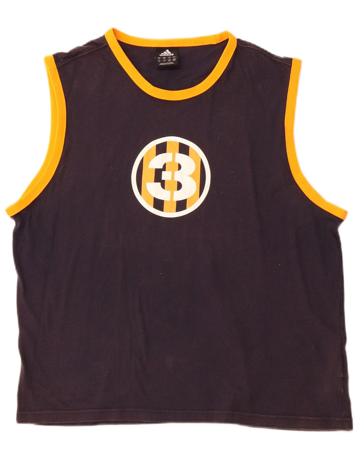 Мужской жилет с графическим рисунком ADIDAS, большой темно-синий хлопковый спортивный спортивный топ