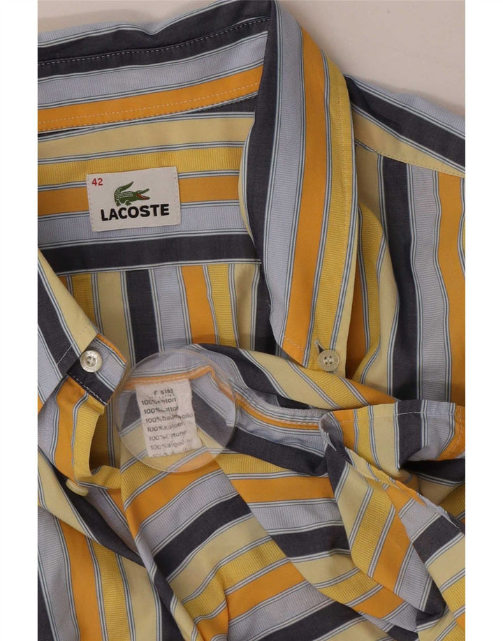 Мужская рубашка с коротким рукавом Lacoste, размер 42, большой хлопок в разноцветную полоску