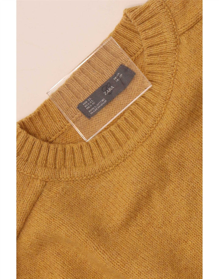 Мужской джемпер с круглым вырезом Zara XL, желтая шерсть
