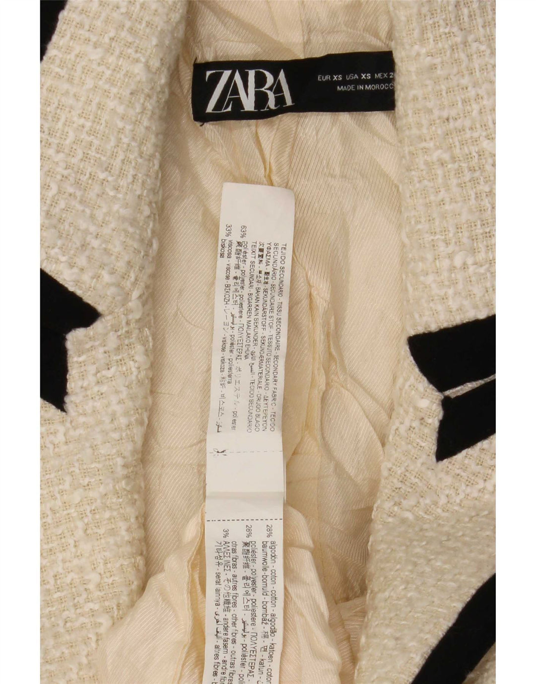 Женский двубортный пиджак Zara UK 6 XS из белого полиэстера