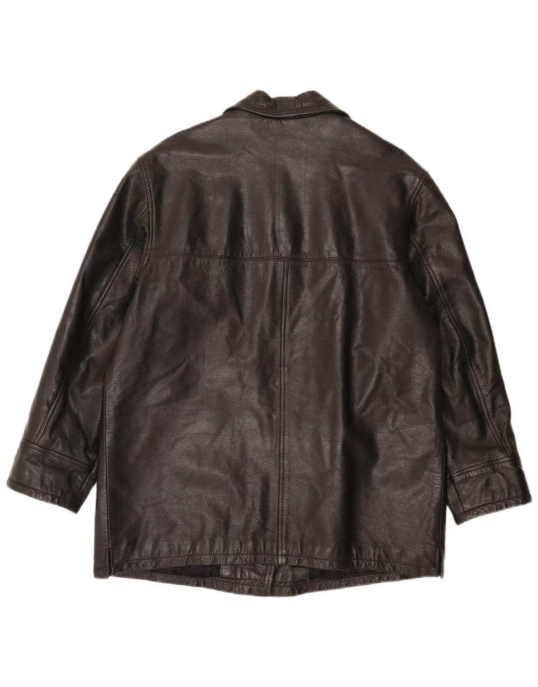Винтажное женское кожаное пальто IT 48 XL Черное
