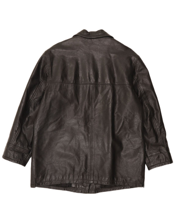 Винтажное женское кожаное пальто IT 48 XL Черное